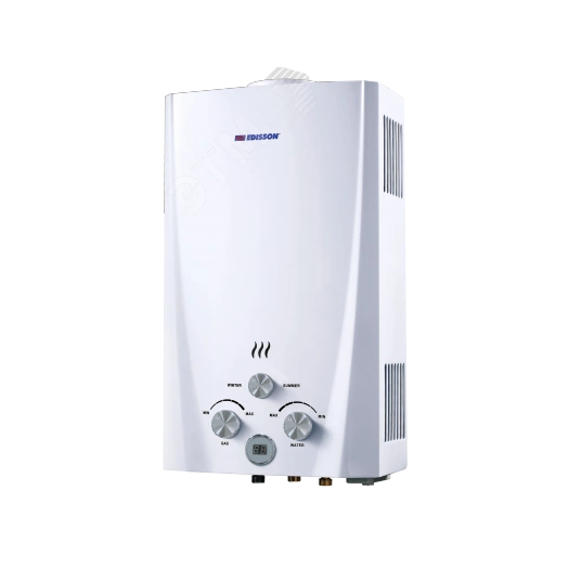 Водонагреватель газовый Edisson Flame F 20 D 10 л/мин с электророзжигом, душ.насадка