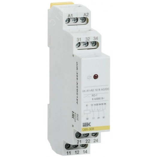 Промежуточное реле OIR 3 конт (8А). 12 В AC/DC