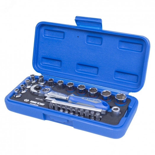 Набор торцевых головок с принадлежностями 1/4', шестигранные, 4-13 мм, 25 предметов