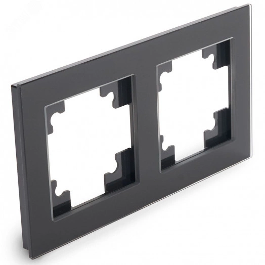 Рамка двухместная горизонтальная, серия Катрин, черный, Stekker