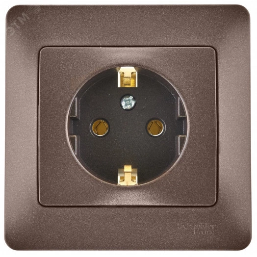 GLOSSA Розетка с заземлением шоколад в сборе