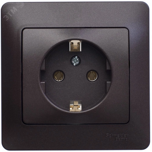 GLOSSA Розетка с заземлением шоколад в сборе