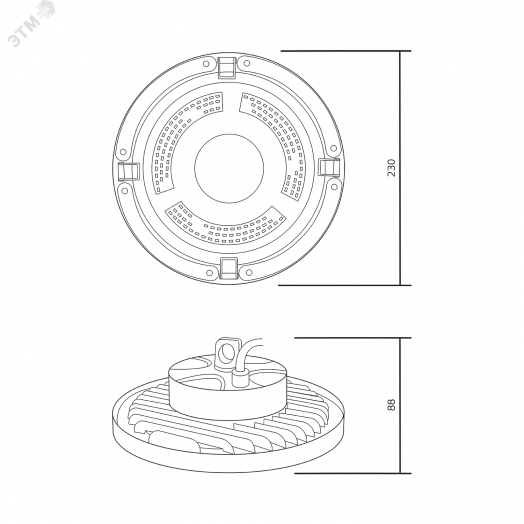Светильник промышленный светодиодный ДСП-100 Вт 12000 Лм 5000K IP65 D230х88 мм 175-265 В LED UFO Gauss