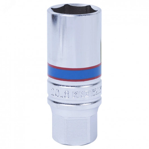 Головка свечная шестигранная 3/8', 21 мм, L = 70 мм, резиновый фиксатор