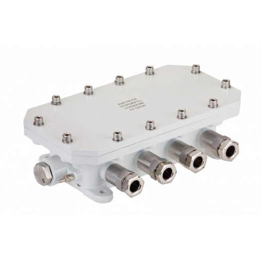 Коробка соединительная взрывозащищенная алюминиевая ЕхКСУВ-ПА-9 (1, 2, 3 ,4, 5, 6, 7, 8 и10)-БСЗ-12 (2,5мм2)  ХЛ1.1