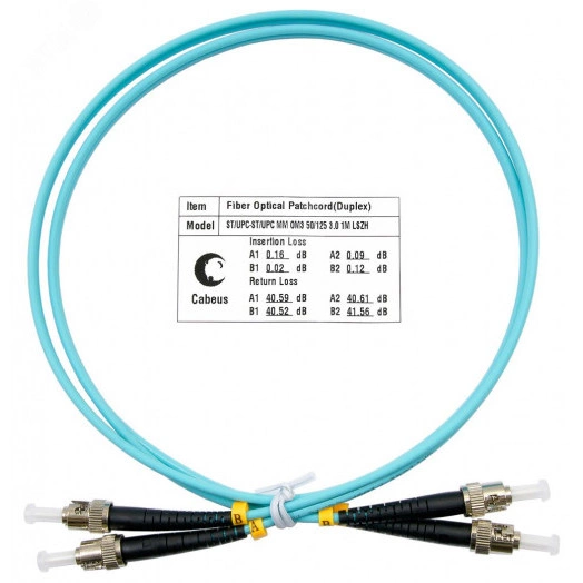 Шнур оптический duplex 1м ST-ST 50/125 mm OM3 LSZH FOP-50-ST-ST-1m