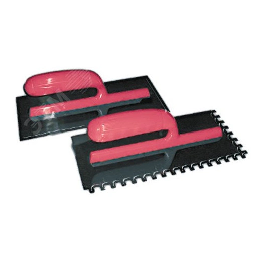 Гладилка стальная с пластиковой ручкой, 280х130 мм зубчатая, зуб 10х10 мм