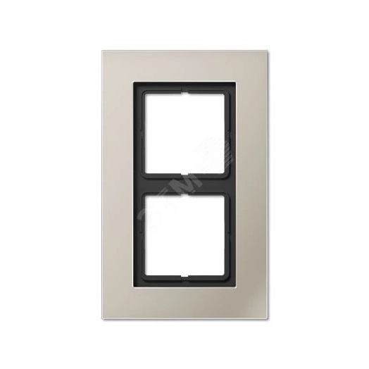 Рамка 2-я для горизонтальной/вертикальной установки  Серия- LS plus  Материал- металл  Цвет- нержавеющая сталь