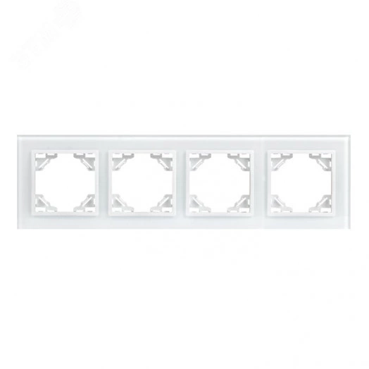 Минск Рамка 4-местная стеклянная белая EKF Basic