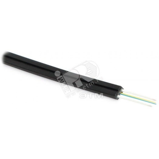 Кабель волоконно-оптический 9/125 (SMF-28) одномодовый, 8 волокон, самонесущий, со свободными волокнами (FTTH), гибкий, для внутренней прокладки, LSZH, –40°C – +70°C, черный