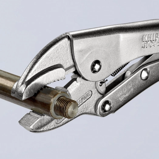 Зажим для тяжёлых условий работы размеры под круг 40 мм под квадрат 20 мм под ключ 30 мм L-250 мм оцинкованный KN-4104250