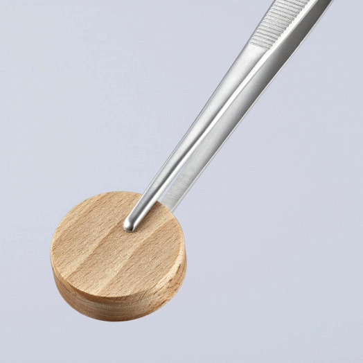 Пинцет захватный прецизионный закруглённые зазубренные губки шириной 35 мм хромоникелевая сталь нержавеющий немагнитный L-145 мм KN-927245