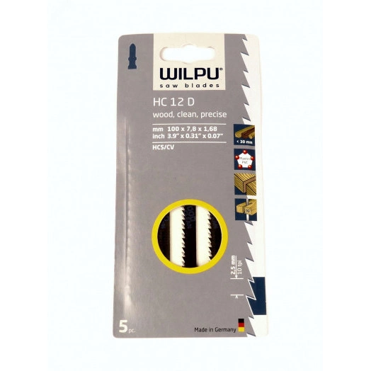 Пилка для лобзика HC 12  D  х5шт/уп для дерева до 30мм, пластмассы (прямой рез)