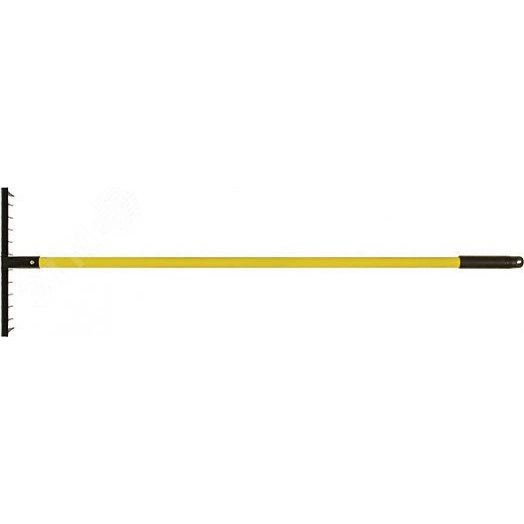 Грабли ГП-12 с желтым метализированным черенком, прямой зуб, 12 зубьев