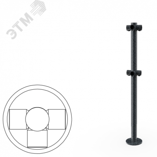 Стойка ограждения T-образная  нержавеющая сталь