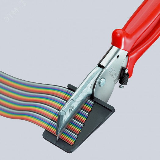 Ножницы для резки ленточного кабеля до 56 мм с пружиной L-215 мм хромированные обливные рукоятки KN-9415215