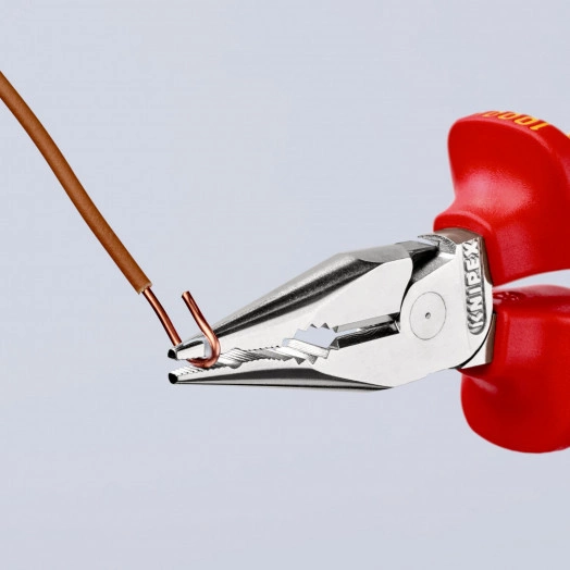 Пассатижи остроконечные с удлиненными губками VDE 1000V резка - проволока средней твердости 3мм твердая проволока 2мм кабель 8мм (16мм) L=145мм диэлектрические хромированные двухкомпонентные рукоятки