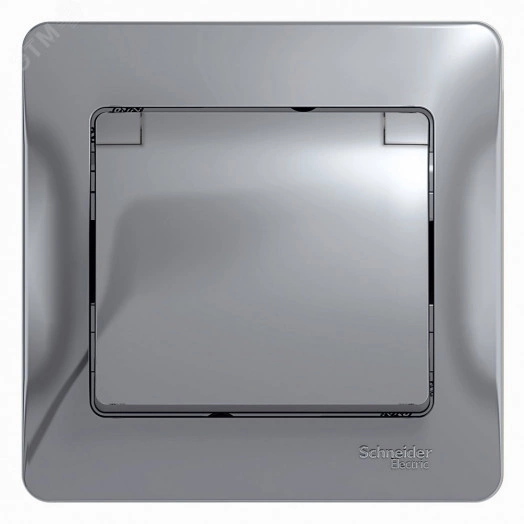 GLOSSA Розетка с заземлением со шторками с крышкой алюминий в сборе IP20