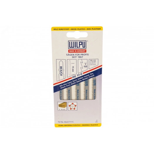 Пилка для лобзика HG 13 G х5шт/уп для мягкого дерева и пластмассы до 50мм