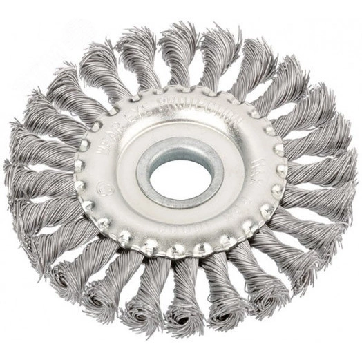 Кордщетка-колесо, посадочный диаметр 22.2 мм, витая проволока, нержавеющая сталь, Профи 125 мм