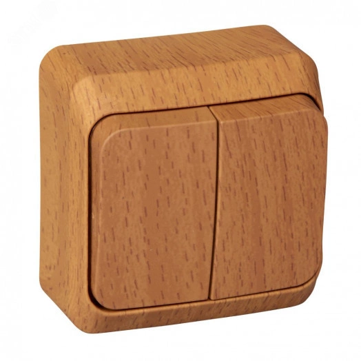 ЭТЮД Выключатель двухклавишный наружный с подсветкой Бук