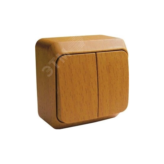 ЭТЮД Выключатель двухклавишный наружный с подсветкой Бук