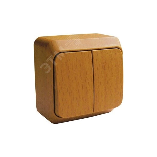 ЭТЮД Выключатель двухклавишный наружный с подсветкой Бук