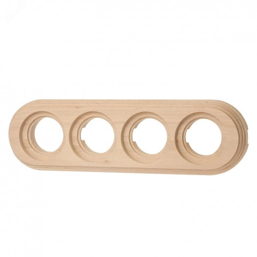 Рамка 4 постовая, накладной монтаж, дерево, цвет Натурэль