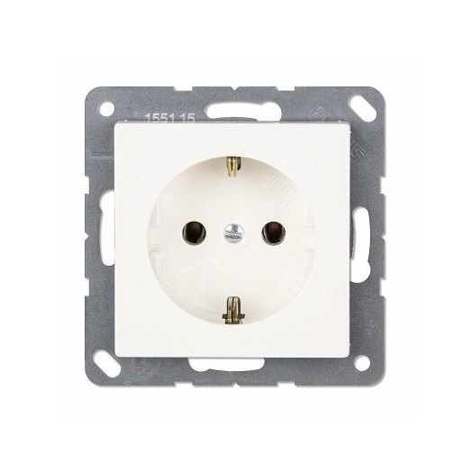 Розетка SCHUKO одинарная, с заземлением, с шторками, 16A, 250В  (механизм + накладка, без           рамки).автоматические зажимы. Серия- Eco Profi.   Материал- термопласт. Цвет- белый.