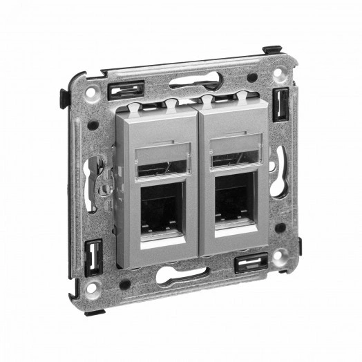 Avanti Телефонная розетка RJ-12 в стену двойная  Закаленная сталь