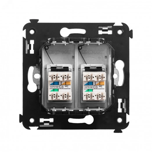 Avanti Телефонная розетка RJ-12 в стену двойная  Закаленная сталь