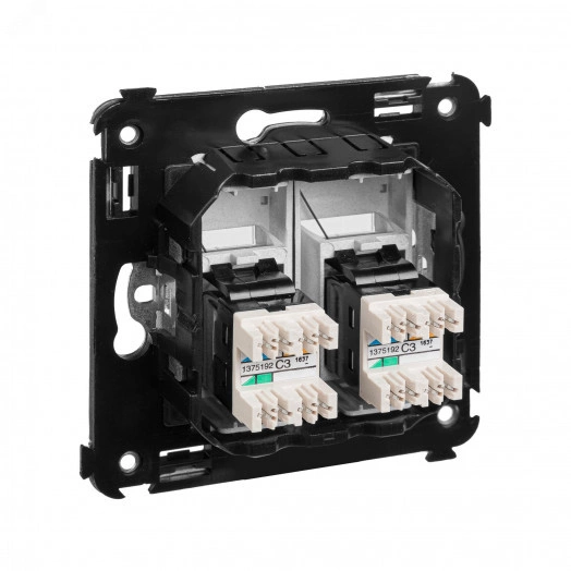 Avanti Телефонная розетка RJ-12 в стену двойная  Закаленная сталь