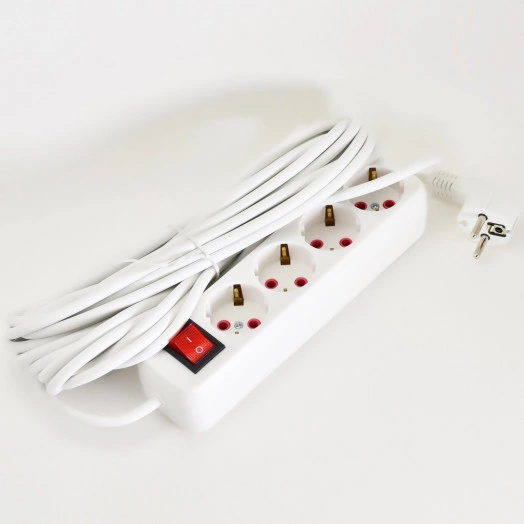 Удлинитель с заземлением 4 входа 10 метров с выключателем