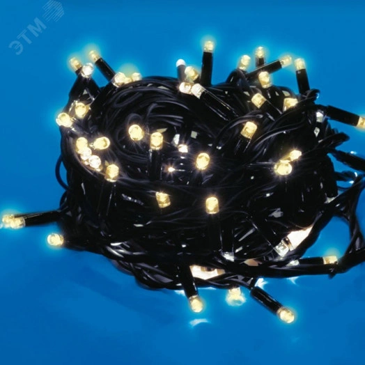 Гирлянда светодиодная 15м 150 светодиодов ULD-S1500-150/DBA WARM WHITE IP67 Теплый белый свет Провод черный