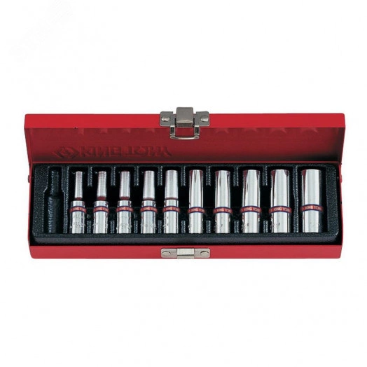 Набор глубоких торцевых головок 1/4', шестигранные, 5/32'-1/2', 10 предметов