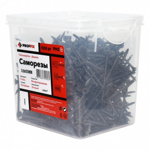 Саморез СГД 3,8х55 усил-й  (TWN) (500 шт) - конт-р PROFFIX