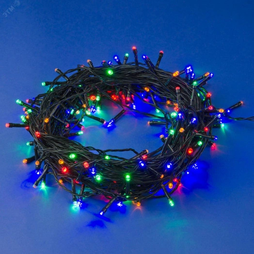 Гирлянда светодиодная 10м 100 светодиодов ULD-S1000-100/DGA MULTI IP20 Разноцветный свет Провод зеленый