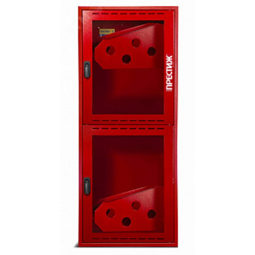 Шкаф пожарный навесной с окном ПРЕСТИЖ 540х1280х300 красный с двумя кассетами