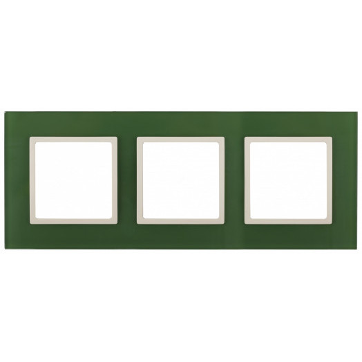 Рамка на 3 поста, стекло, Эра Elegance, зелёный+сл.кость, 14-5103-27