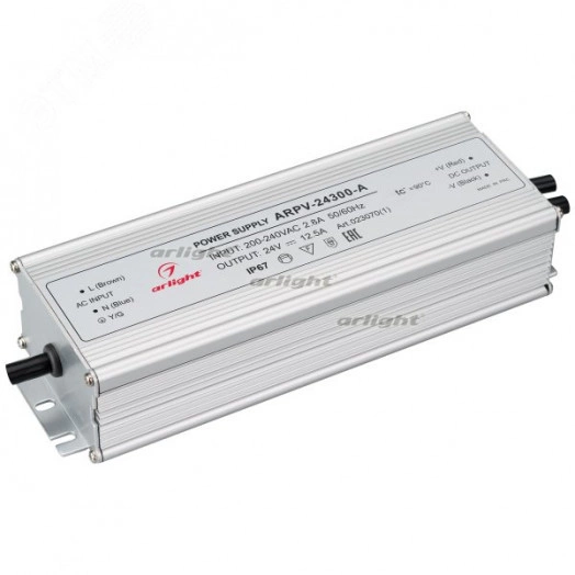 Блок питания ARPV-24300-A (24V, 12.5A, 300W) (ARL, IP67 Металл, 3 года)