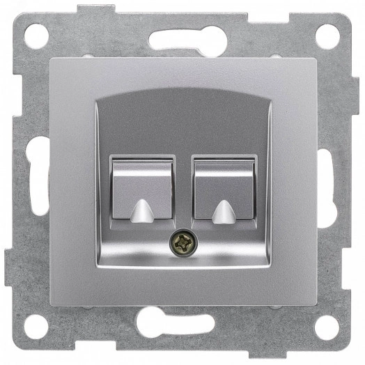 GUSI Ugra механизм розетки  компьютерной RJ45, двойной, скрытая установка.  Цвет серебро.