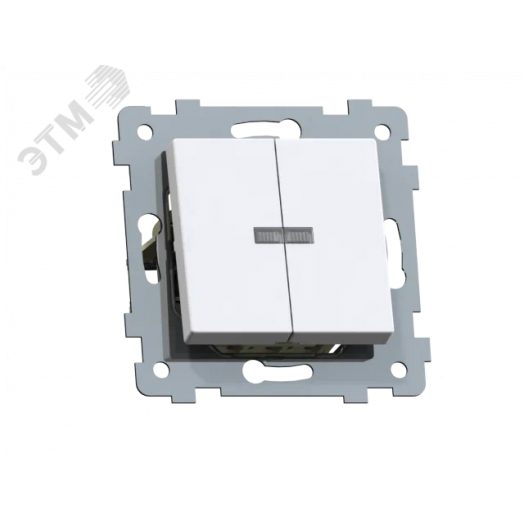 Аксиома Механизм выключателя двухклавишного скрытой установки с индикацией С510-450, белый