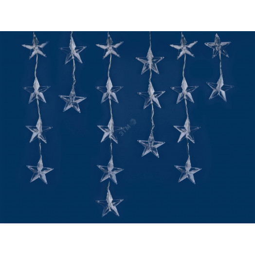Занавес светодиодный фигурный Звёздочки-1 5,5х 0,5м 56 подвесов 196 светодиодов Белый и синий свет Провод прозрачный ULD-E5505-196/DTK WHITE-BLUE IP20 STARS-1