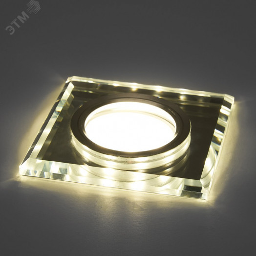 Светильник ИВО-50w G5.3 со светодиодной подсветкой 4000К квадрат белый хром