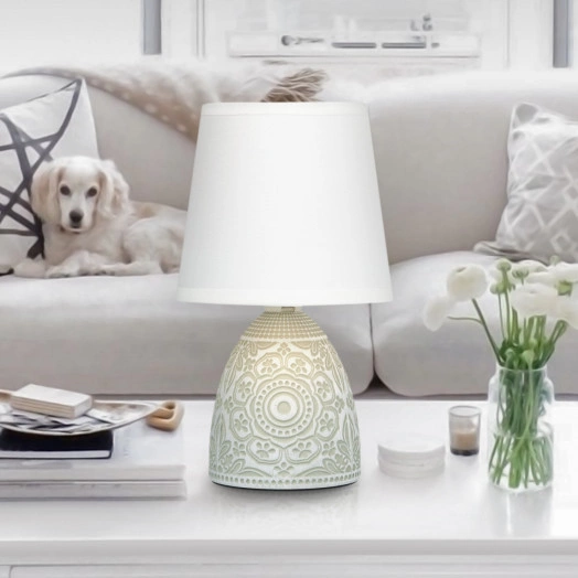 Настольная лампа Rivoli Debora 7045-501 1  Е14 40 Вт керамика зеленая с абажуром