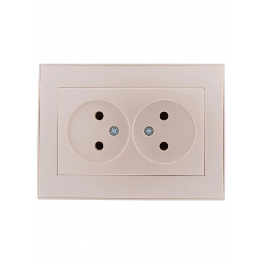 Розетка RAIN двойная б/з керамика жемчужно-белый перламутр