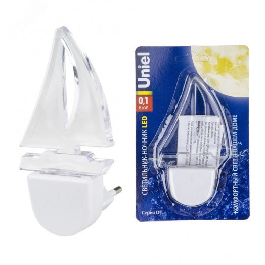 Светильник-ночник-Кораблик DTL-315 Без выключателя Тип свечения — теплый белый Белый ТМ Uniel
