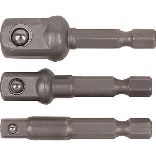 Адаптеры под головки с хвостовика U-типа под биты, набор 3 шт легированная сталь