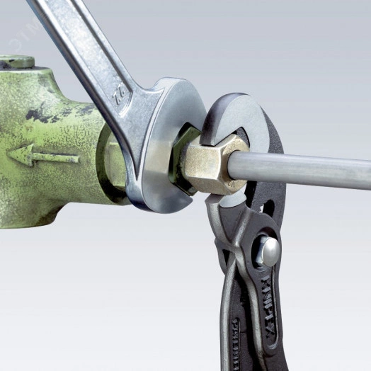 RAPTOR клещи переставныеавные - гаечный ключ 10 - 32 мм (3/8 - 1 1/4) L-250 мм Cr-V серые обливные рукоятки блистер KN-8741250SB