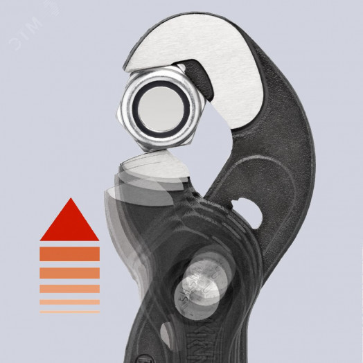RAPTOR клещи переставныеавные - гаечный ключ 10 - 32 мм (3/8 - 1 1/4) L-250 мм Cr-V серые обливные рукоятки блистер KN-8741250SB